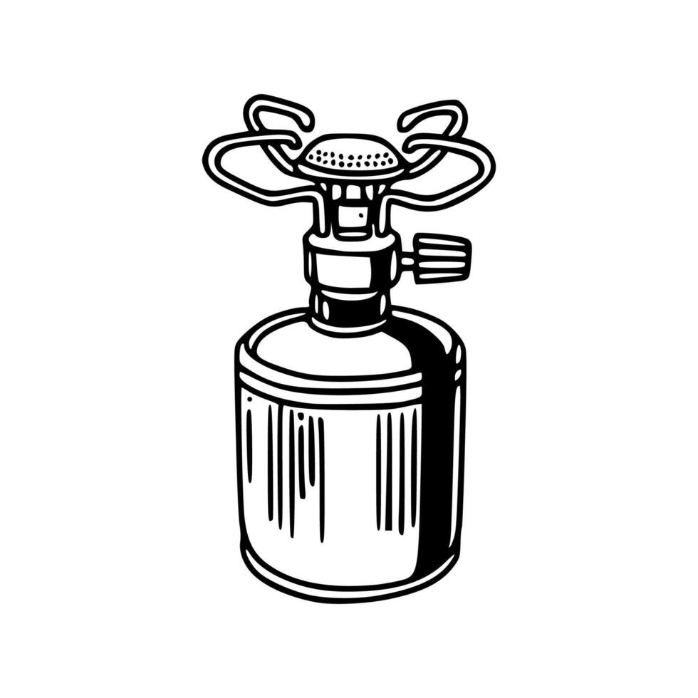 A black and white drawing of a gas can vector