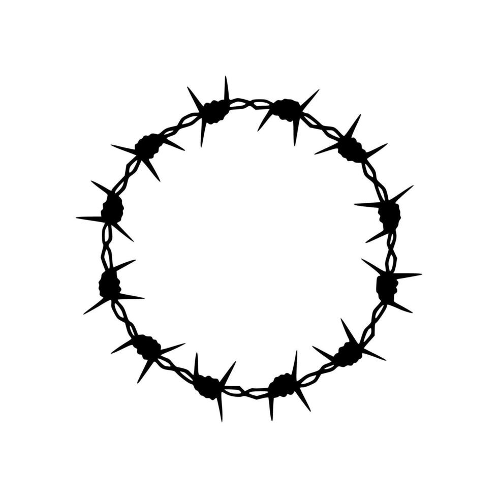 Barbed wire circle with black and white lines vector