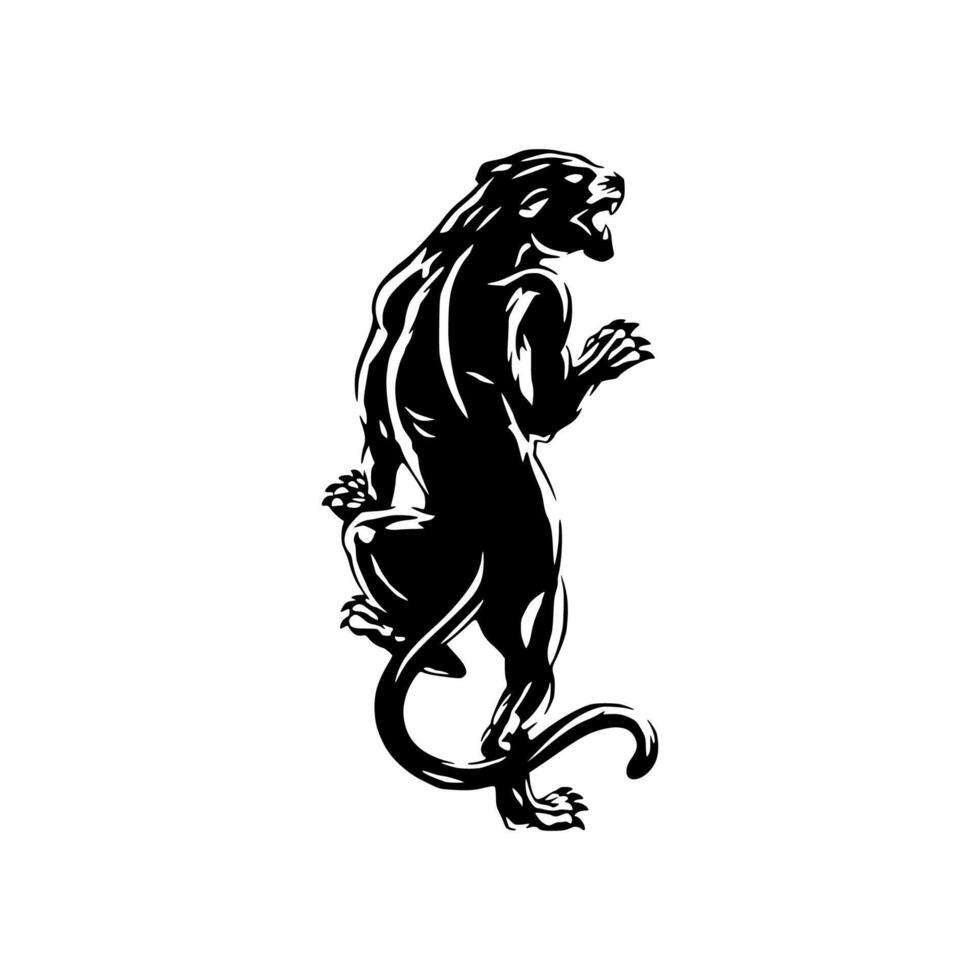 A black and white silhouette of a panther vector