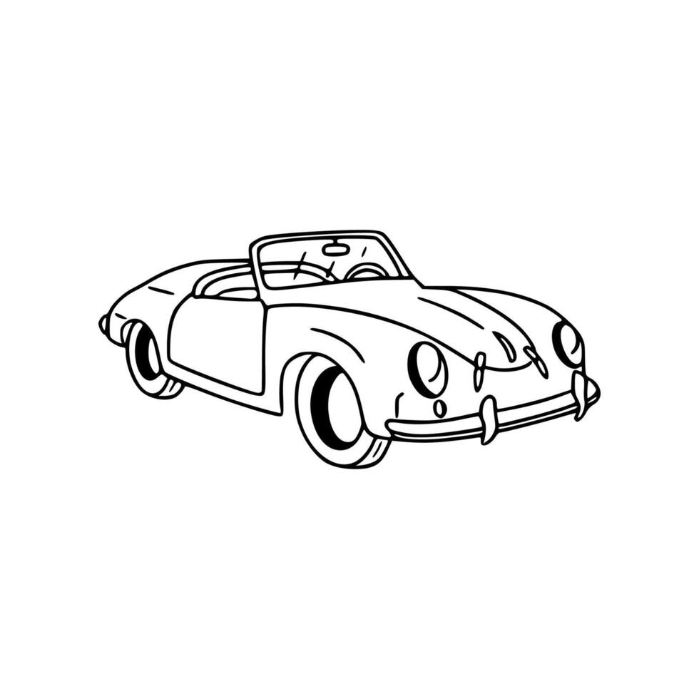 A classic car is shown in this drawing vector