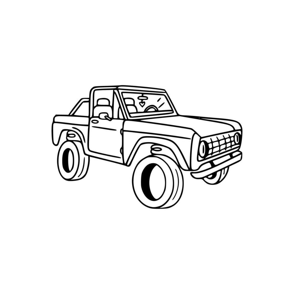 A coloring page of a truck with tires vector