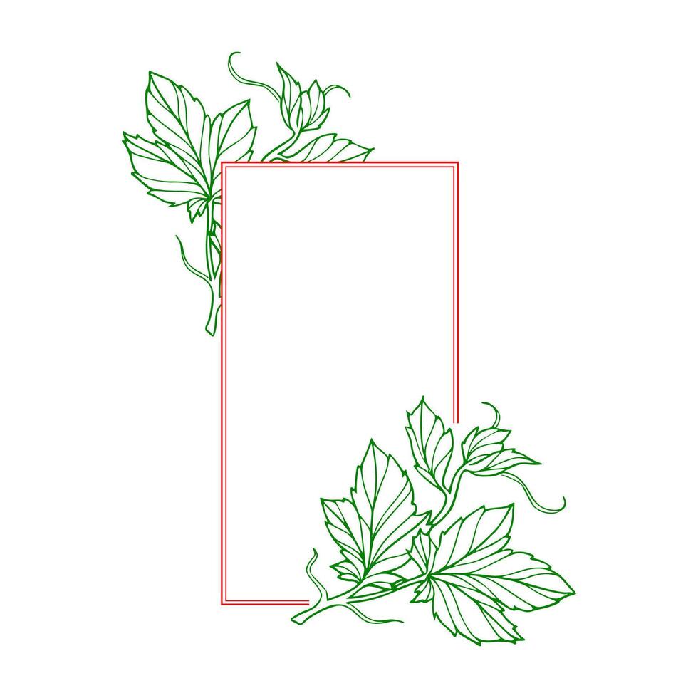 A green frame with leaves and a pink border vector