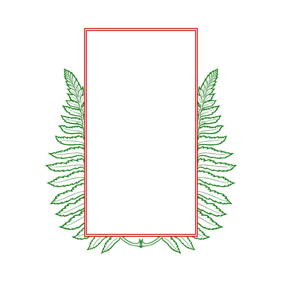 A green leaf with a square frame on it vector
