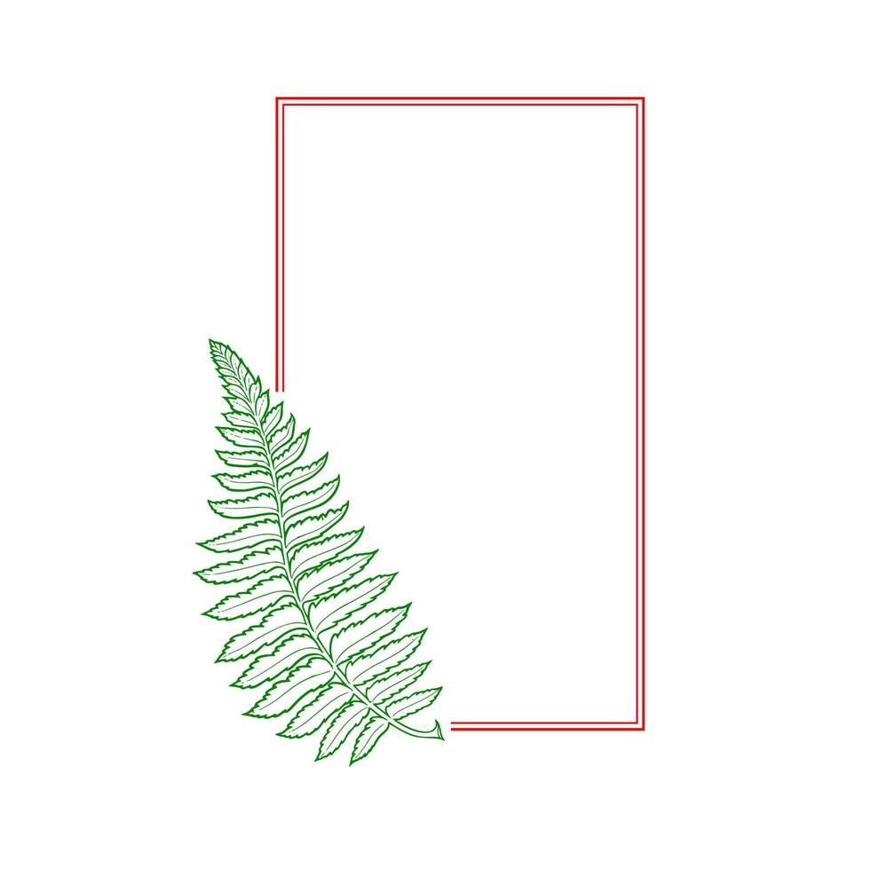 A fern leaf with a square frame on a white background vector