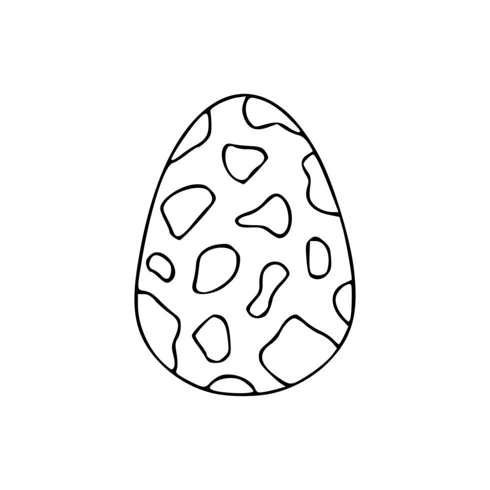A black and white drawing of an egg with a pattern vector