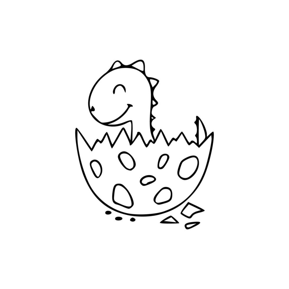 A dinosaur is hatching from an egg vector