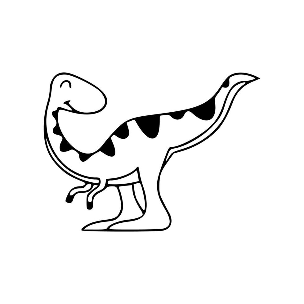 A dinosaur is shown in a black and white drawing vector