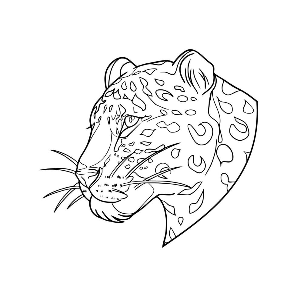 A jaguar head is outlined in black and white vector
