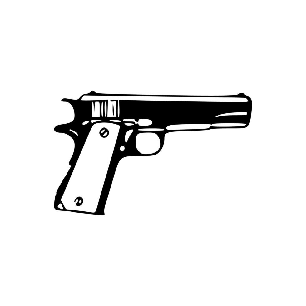 A black and white silhouette of a gun vector
