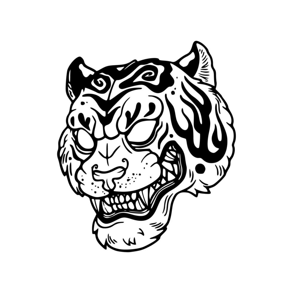 A tiger head with a tribal design on it vector