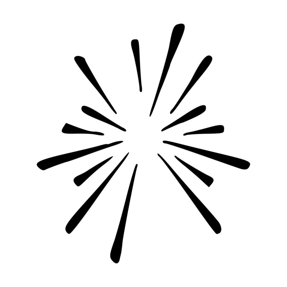 A black and white drawing of a starburst vector