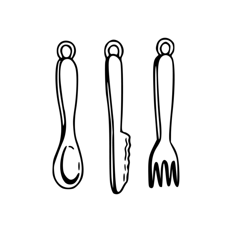 Fork, spoon and knife icon set vector