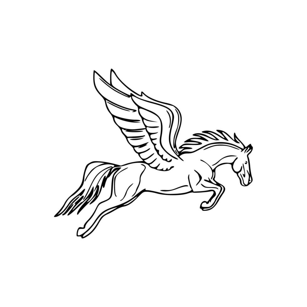 A drawing of a horse with wings vector
