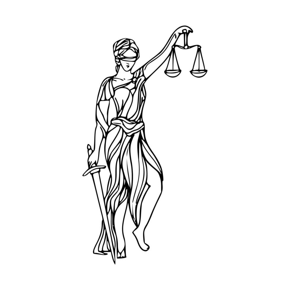 Lady justice holding scales of justice vector