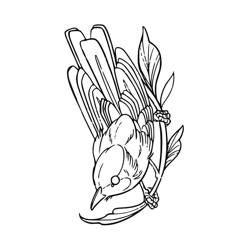A bird on a branch coloring page vector
