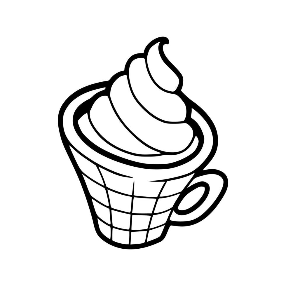 Ice cream cup with whipped cream illustration vector