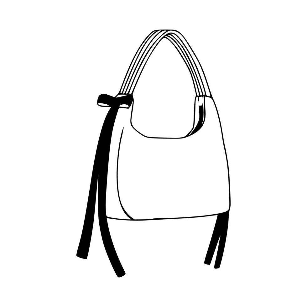 A black and white drawing of a handbag vector