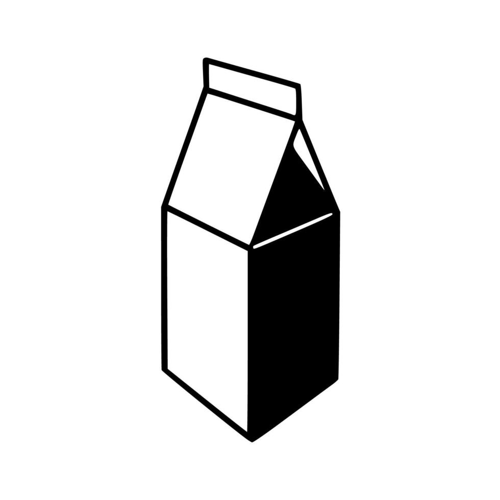A black and white illustration of a milk carton vector