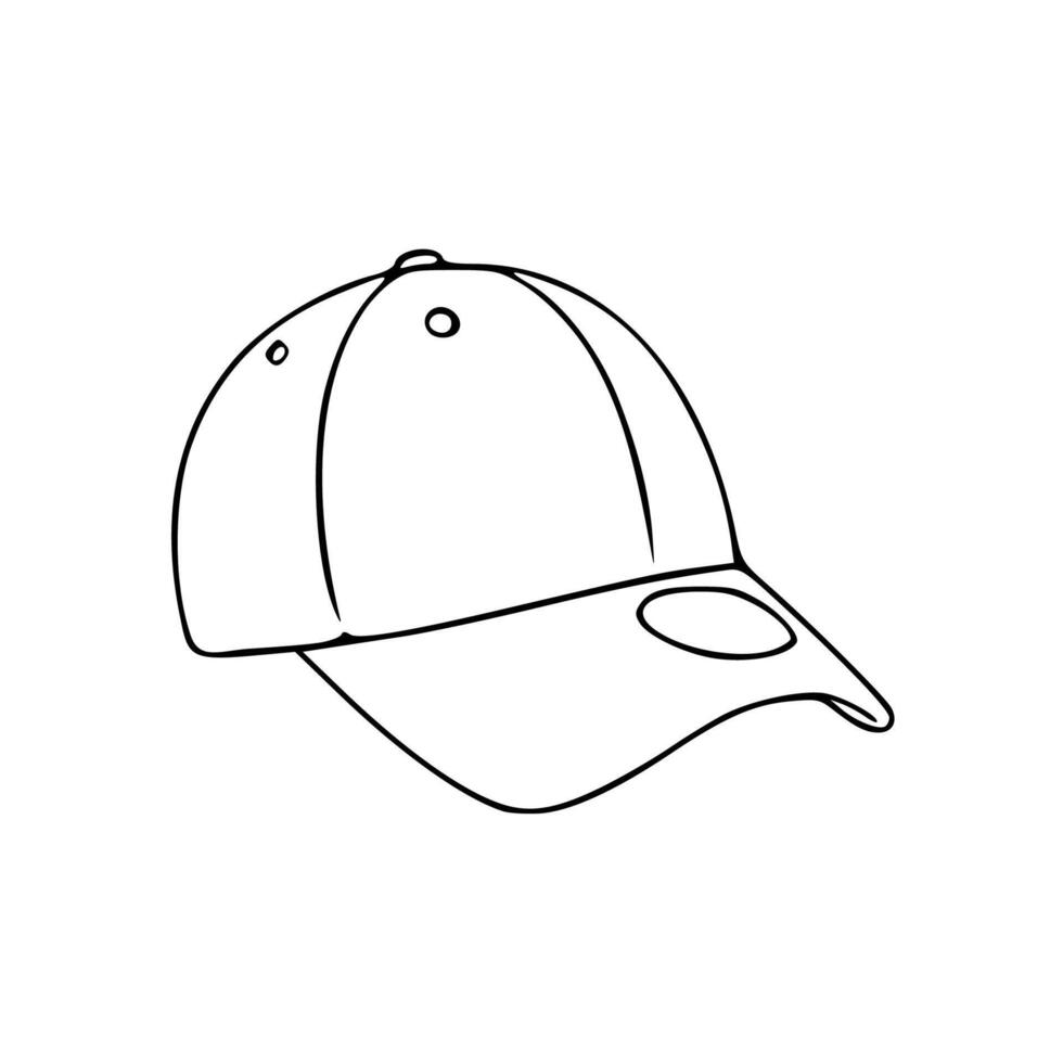 A baseball cap is drawn in outline on a white background vector