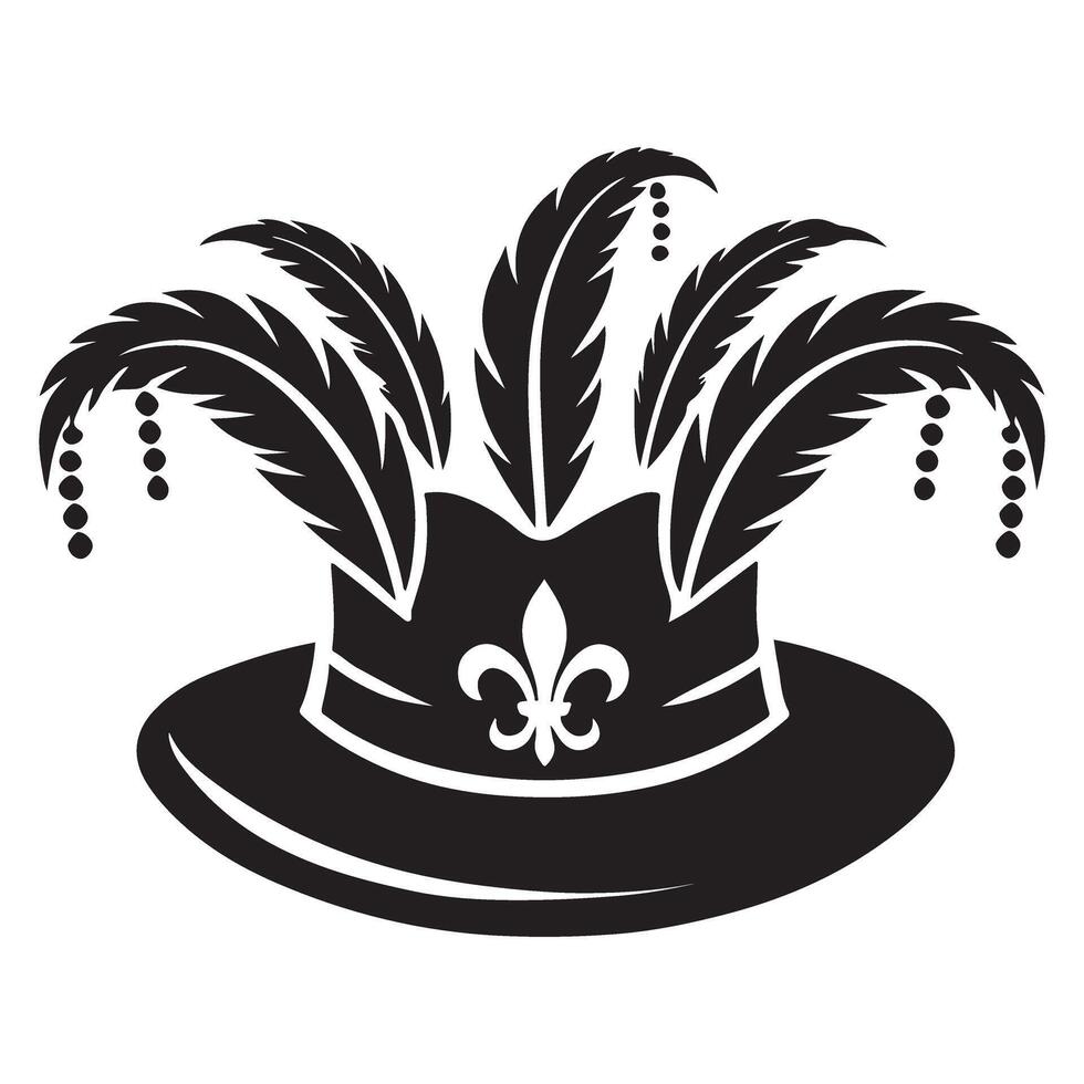 Mardi Gras Hat Silhouette Illustration for Festive Designs vector