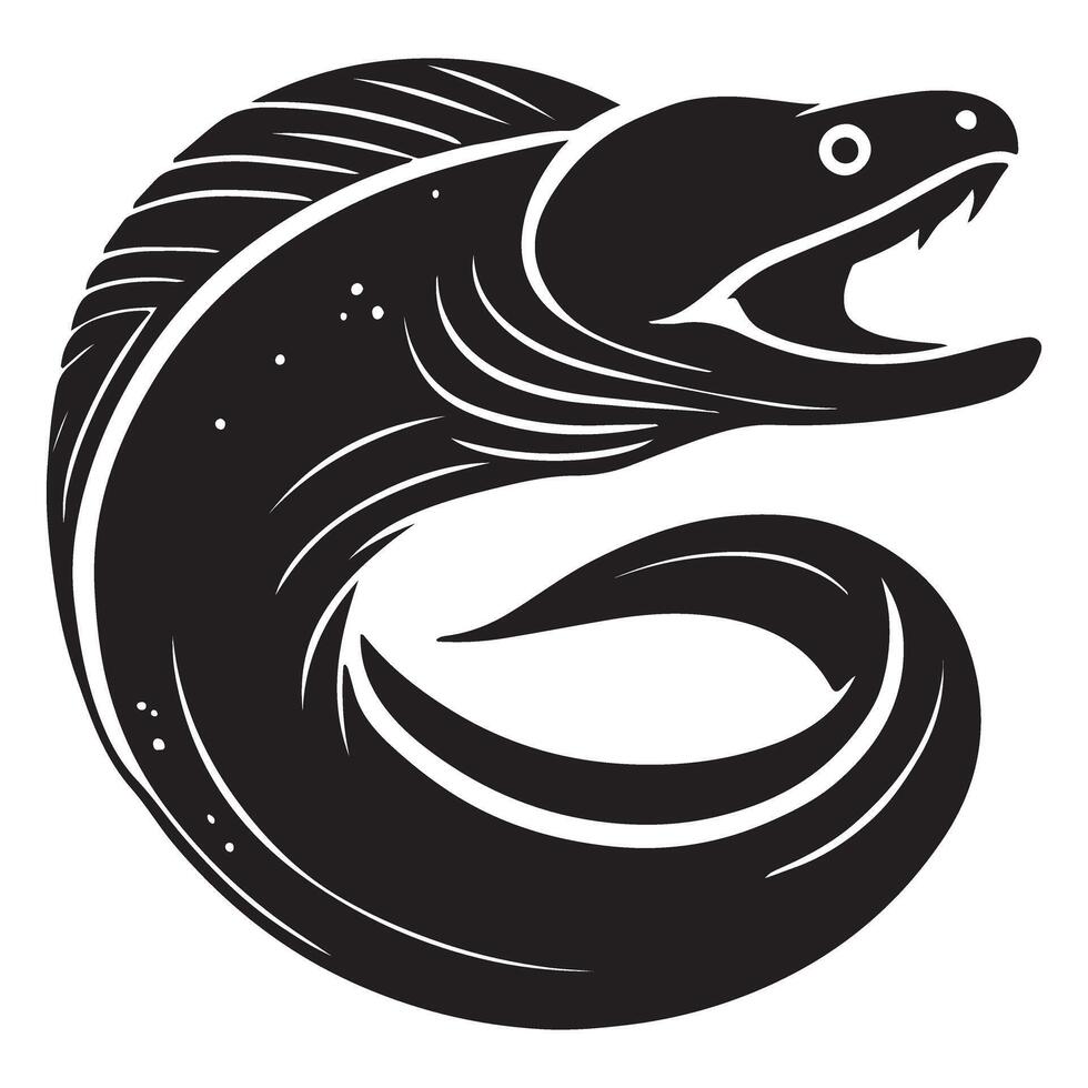 Moray Eel Silhouette Illustration vector