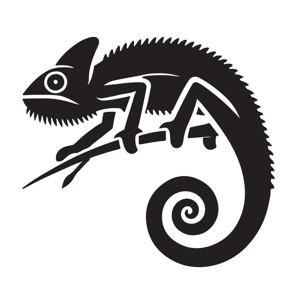 Stylized Chameleon Silhouette Illustration Design vector