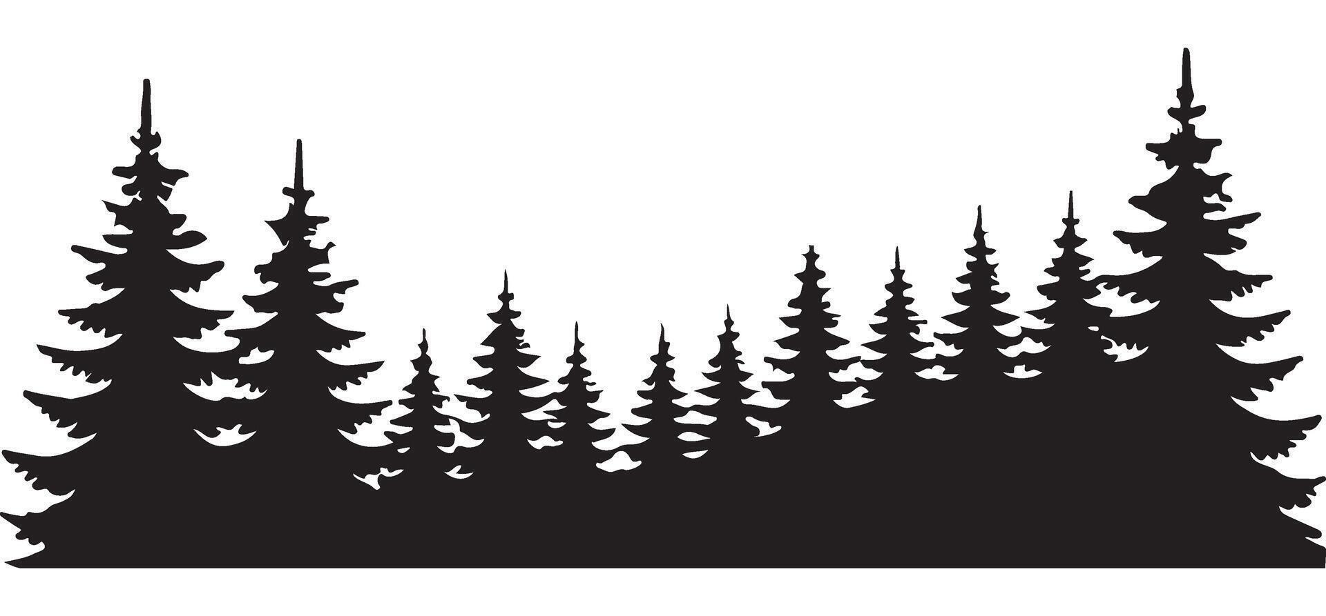 Serene Silhouette of a Pine Tree Forest Landscape vector