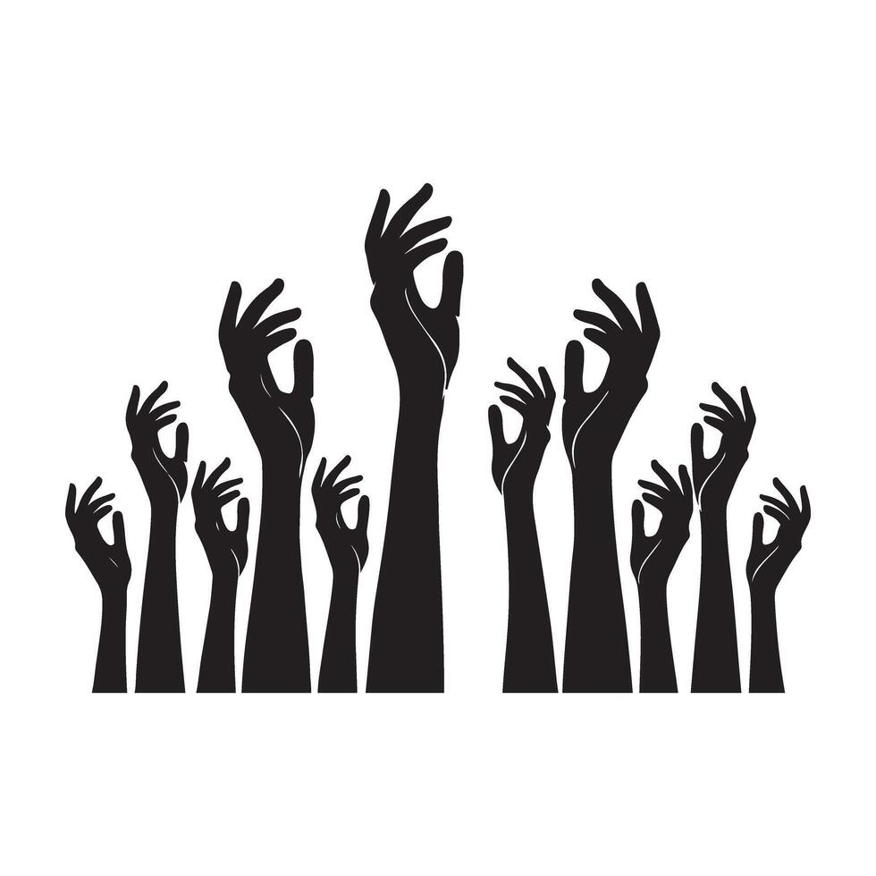Silhouette Illustration of Hands Reaching Upward a Powerful Image vector