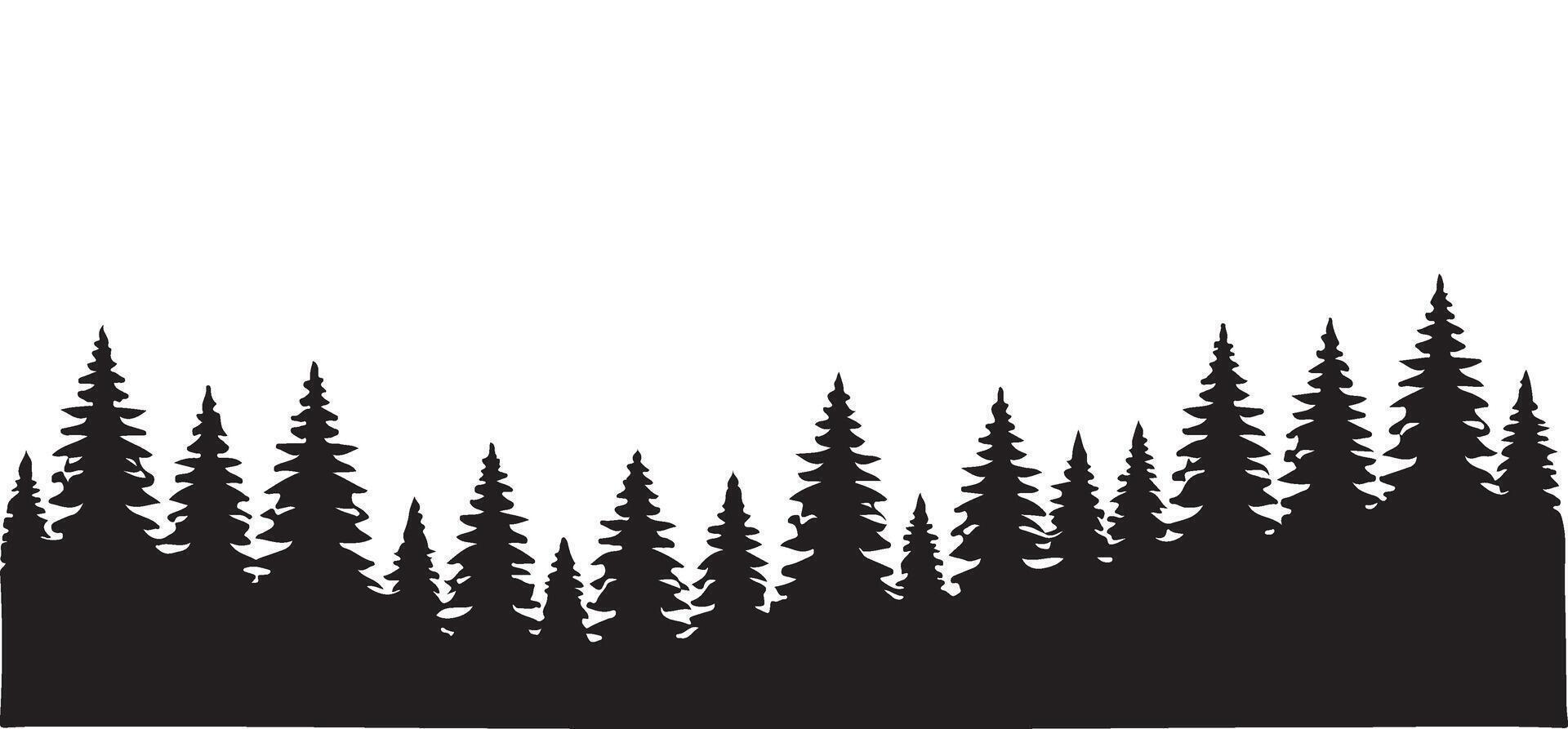 Tranquil Pine Forest Silhouette Illustration Design vector