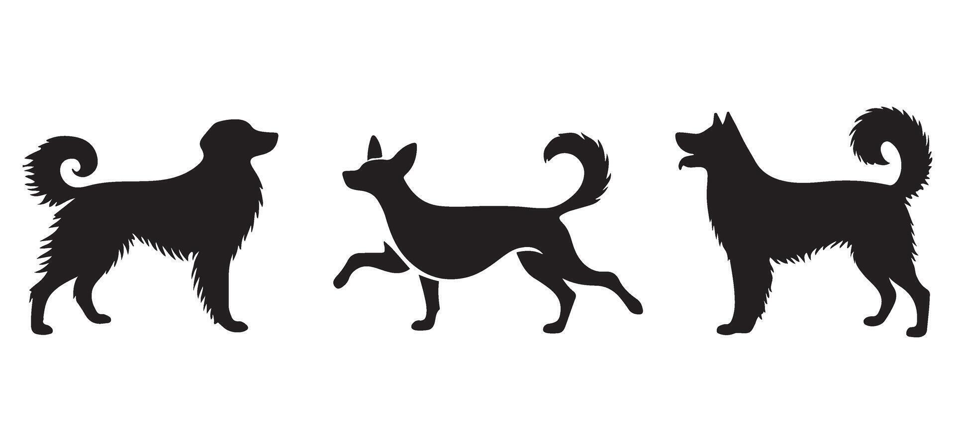 Collection of Various Dog Silhouettes in Different Poses vector