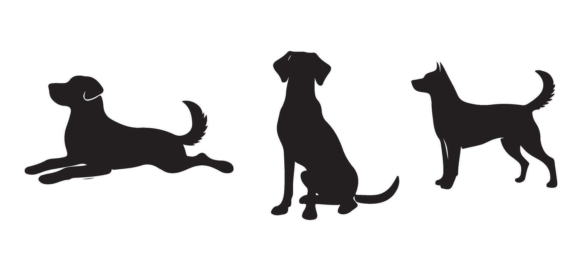 Various Dog Breeds Silhouettes Illustration Set vector