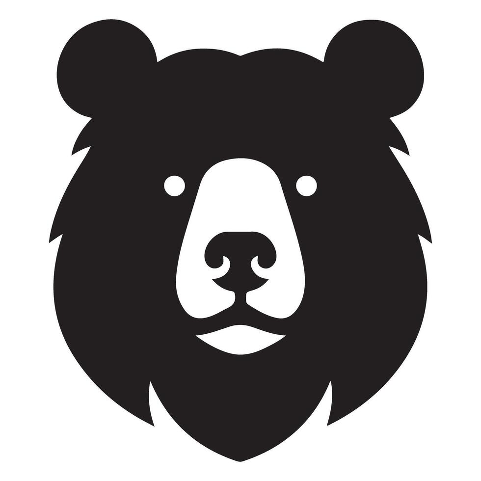 Bold Black Bear Head Silhouette Graphic vector