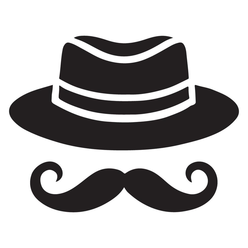Silhouette Illustration of a Fedora Hat and Mustache vector