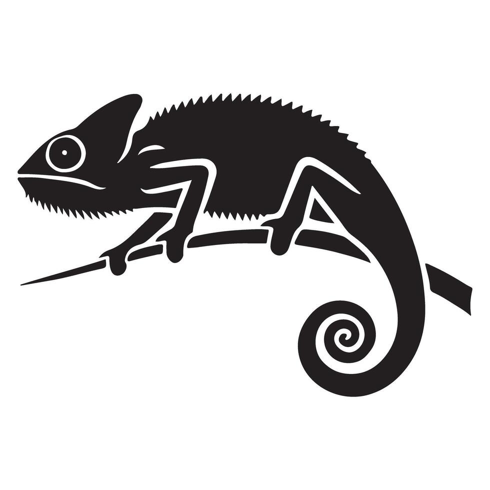 Elegant Chameleon Silhouette Illustration Art vector