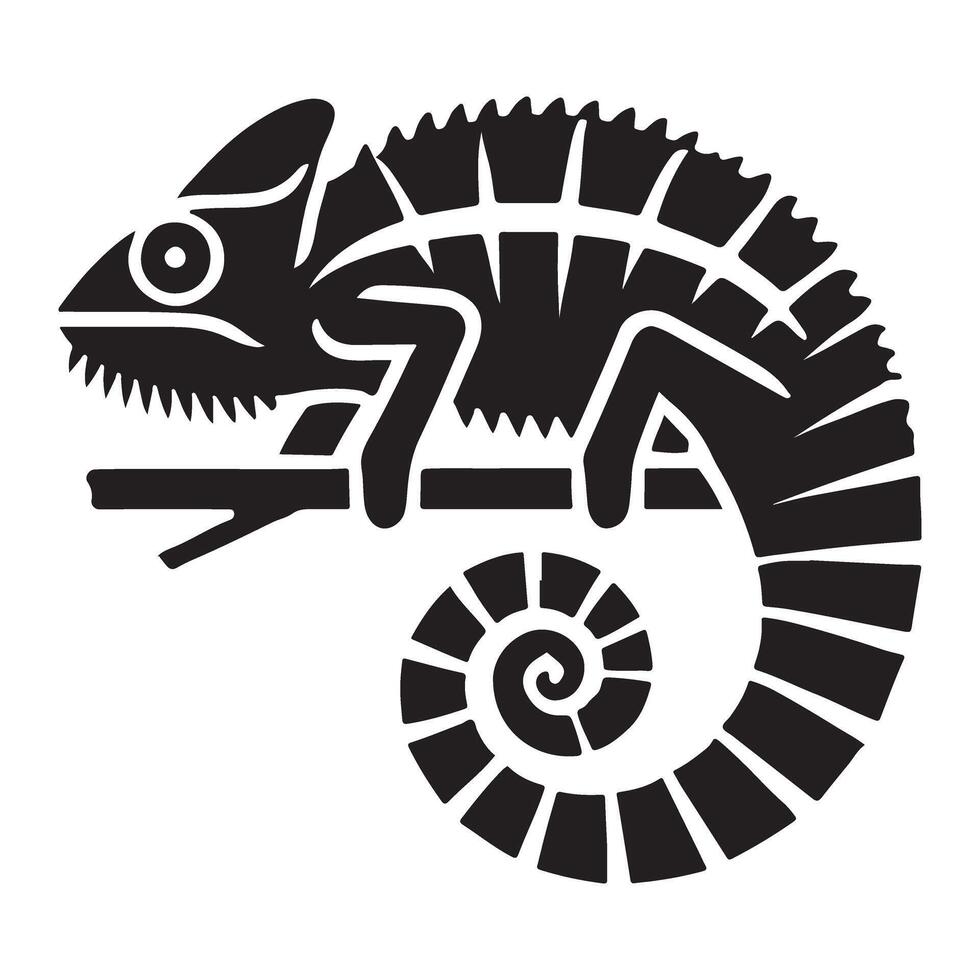 Chameleon Silhouette on Branch Illustration Design vector
