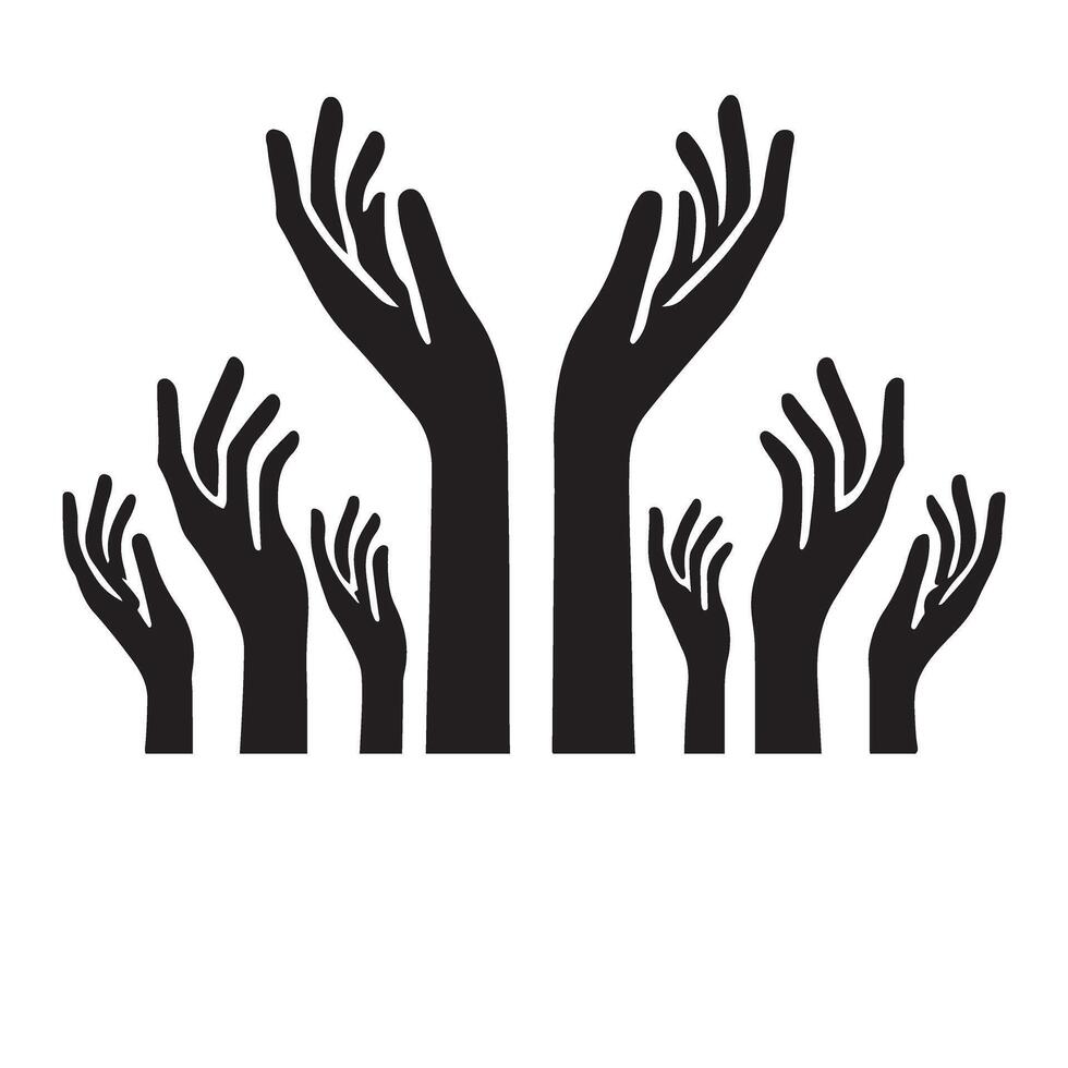 Reaching Hands Silhouette Illustration Art vector
