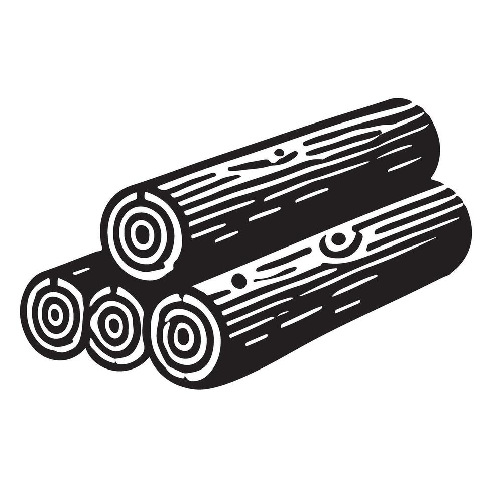 Stack of Wooden Logs Silhouette Illustration vector