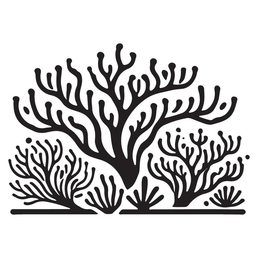 Detailed Coral Reef Silhouette Illustration for Ocean Designs vector