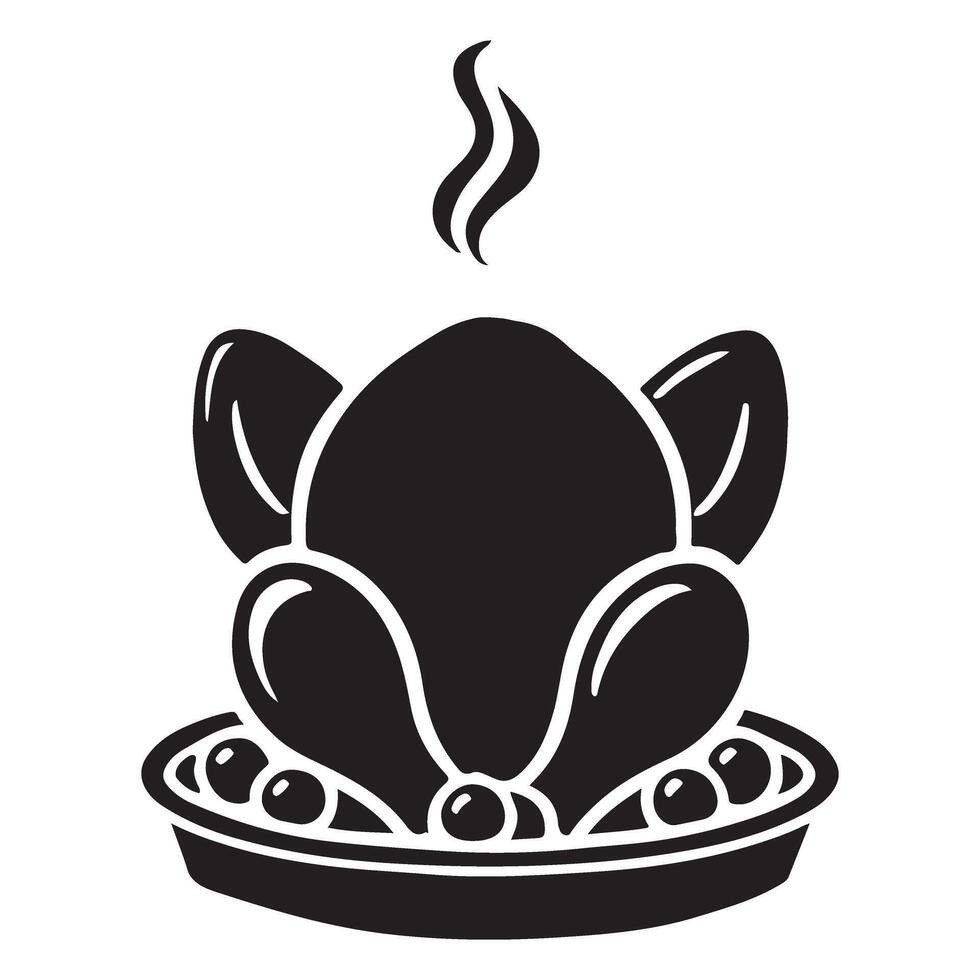 Roasted Chicken Dinner Silhouette Illustration vector