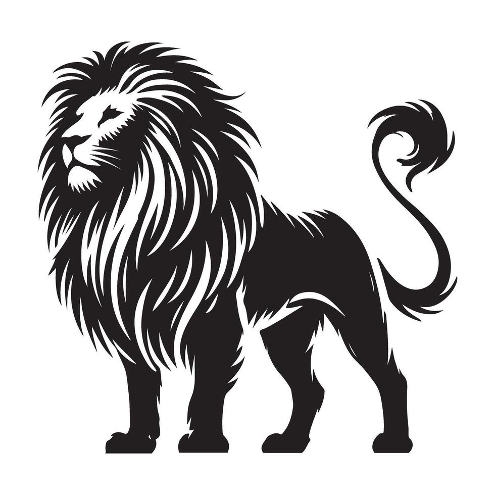 Silhouette of Standing Majestic Lion vector