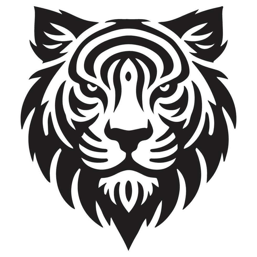 Silhouette of Tiger Head Tribal Style vector