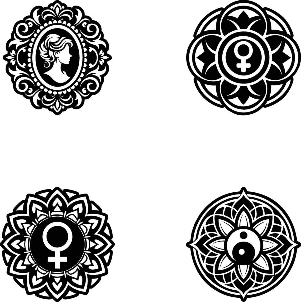 Pack of Feminine Signs And Symbols Glyph Icons vector