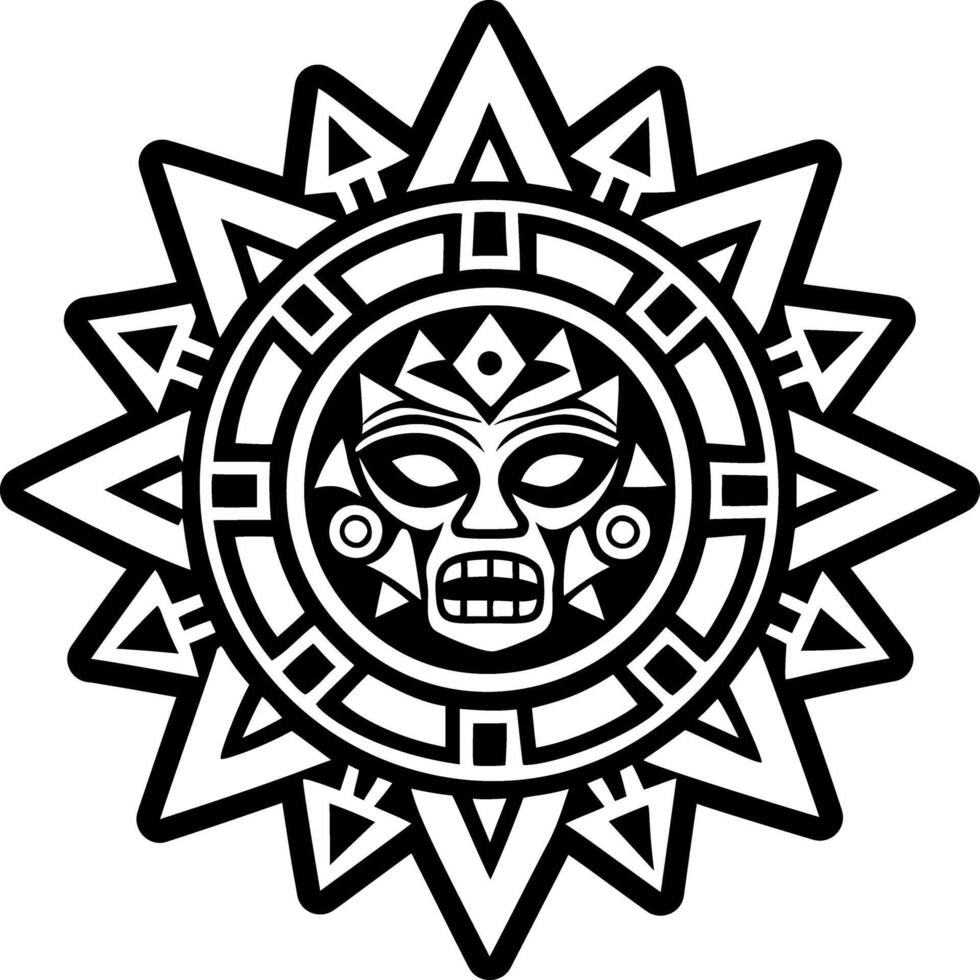 Aztec sun icon in filled style vector