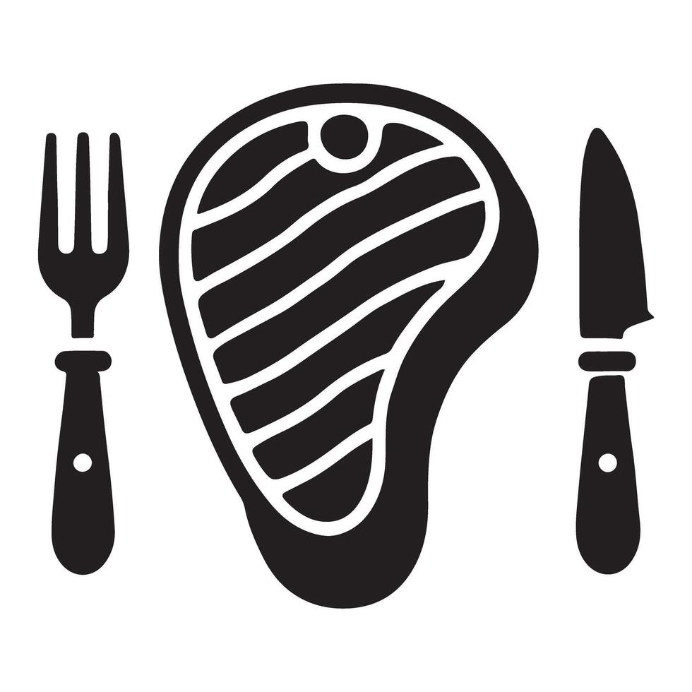 Steak with Cutlery Silhouette Illustration for Restaurant Menus vector