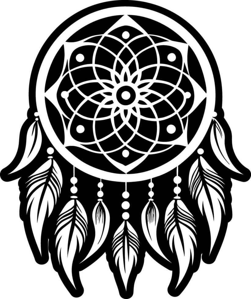 Dreamcatcher tattoo icon in solid style vector