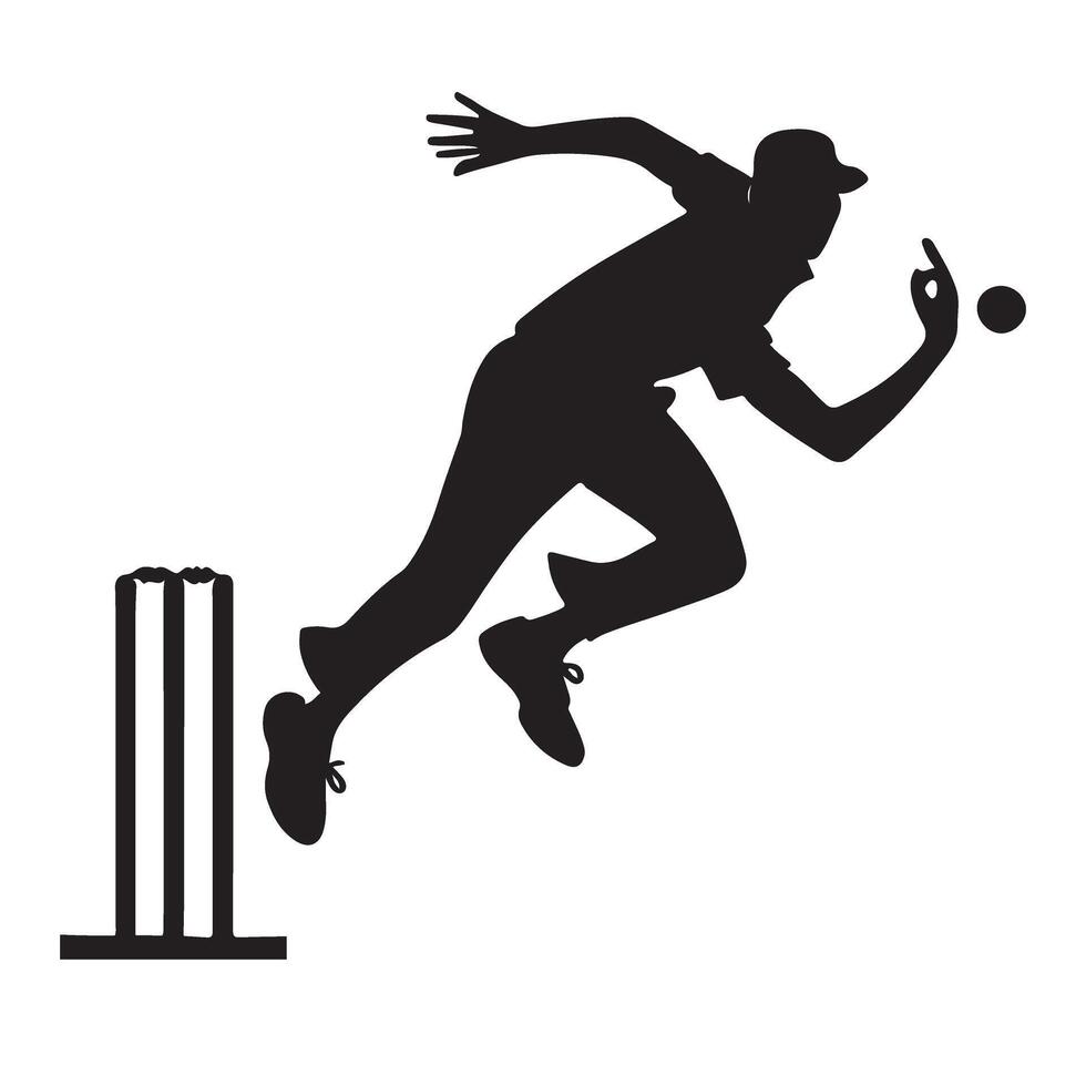 Cricket Player Silhouette Illustration vector