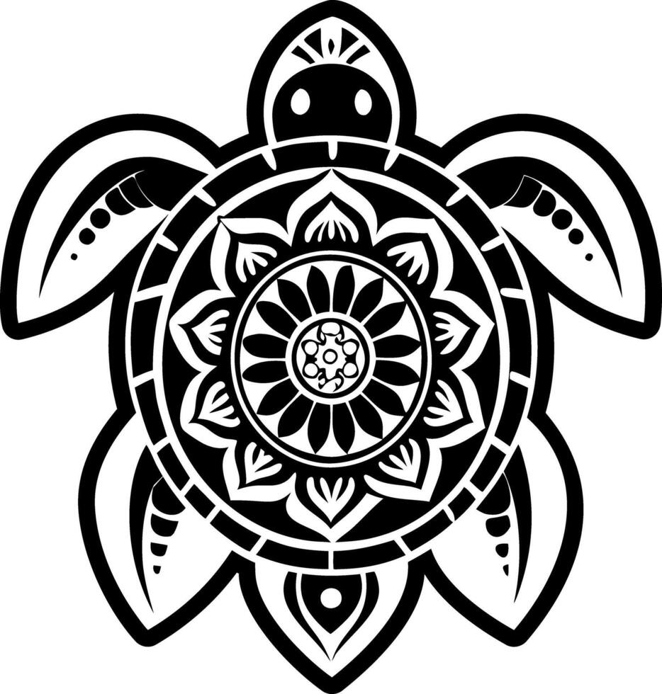 Glyph icon depicting a feminine turtle tattoo vector