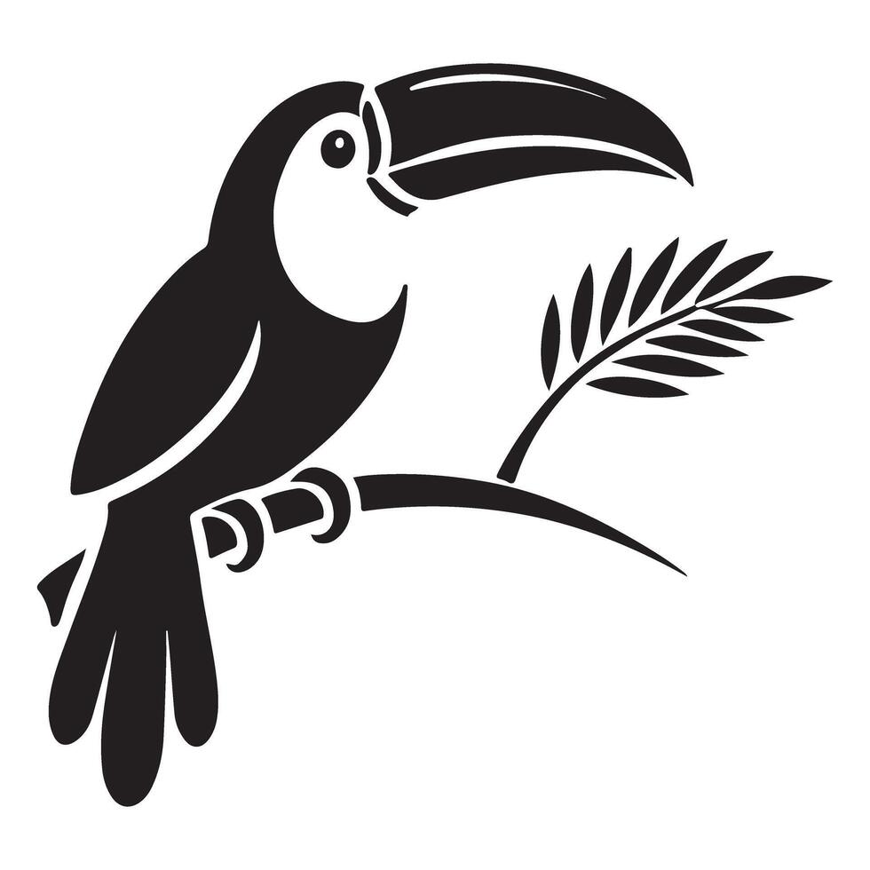 Toucan Bird on Branch Silhouette Illustration vector