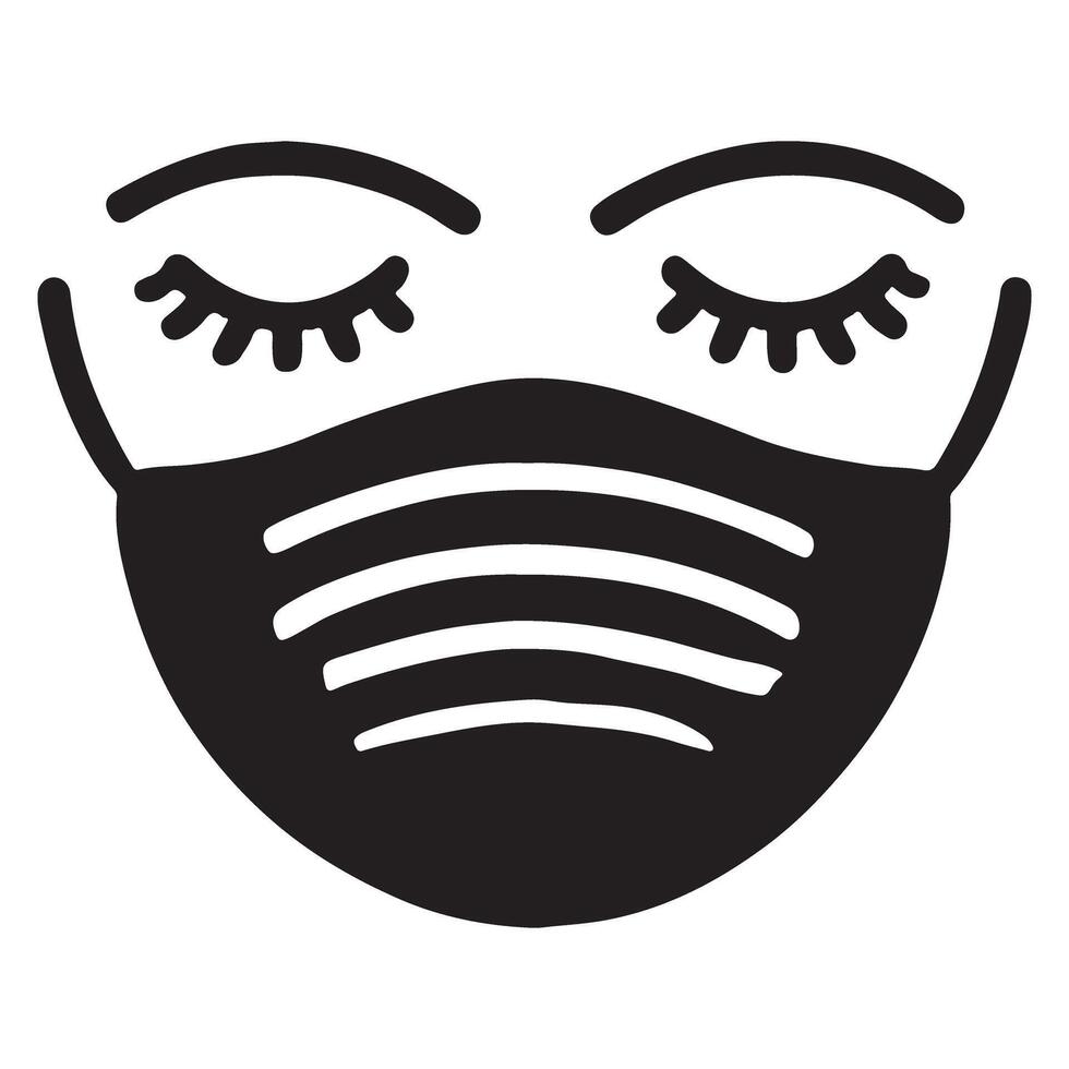 Silhouette of a Face Wearing Protective Mask vector