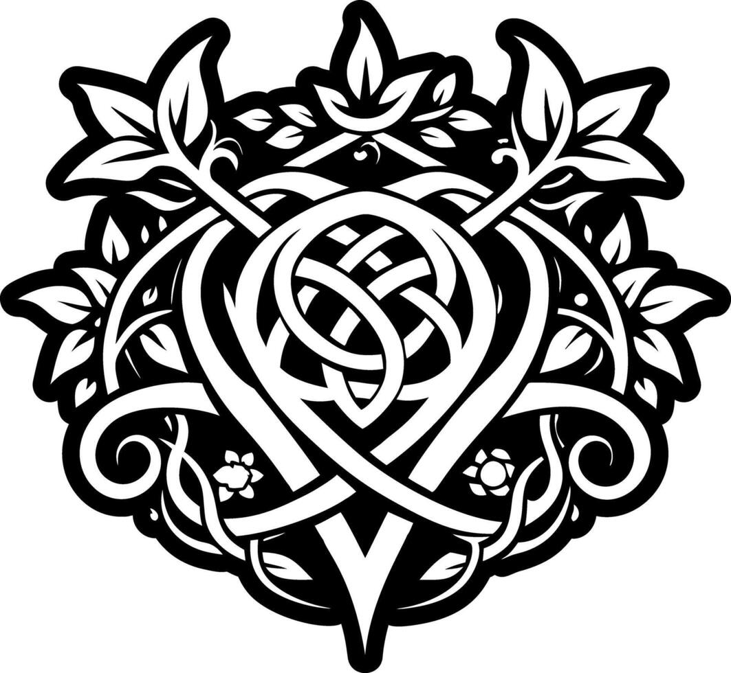 Mystic vines tattoo icon in glyph style vector